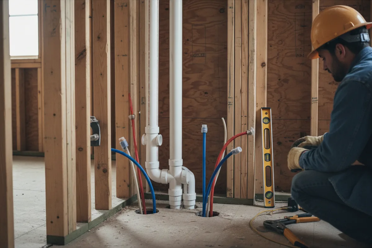 Drain and supply rough-in during Leak Detection in Waterloo